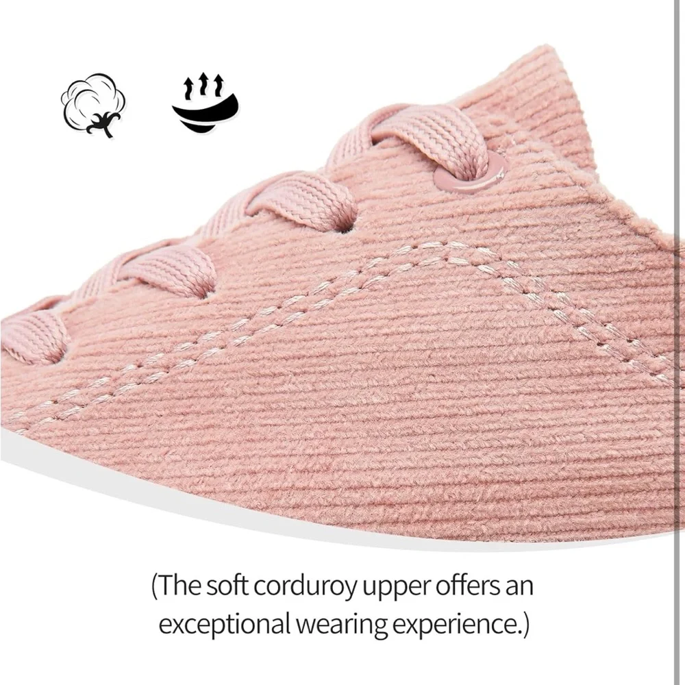 Pink Corduroy platform Sneakers_3